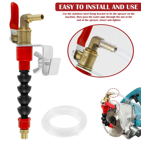 Super Clean Angle Grinder Water Spray Nozzle With Dust Suppression Coolant Mist System Kit. Features Durable Metal And Abs Construction For Rust Resistance Plus A 16 Foot Hose To Lock In Cutting Dust Instantly Keep Your Work Area Clear And Boost Tool