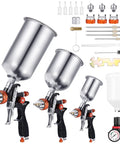 Dang Good HVLP Spray Gun Set Delivering Smooth As Butter Coverage, featuring three aluminum alloy spray guns and accessories.