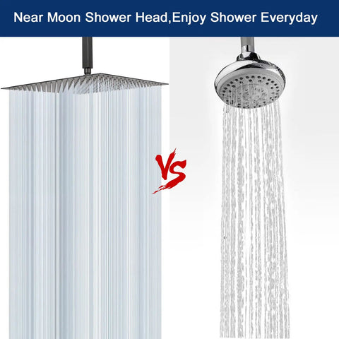 Square Ceiling Mount Rain Shower Head 16 Inch Matte Black With Shower Arm Stainless Steel Waterfall Showerhead comparison