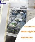 Dishwasher Door Bottom Gasket Replacement for Frigidaire Door Seal 5304500204 Compatible With 4246132 AP5962194 PS11703834 Keeps Leaks From Turning Your Kitchen Into A Drip Show Easy Install Durable Seal. shown beside an open dishwasher door