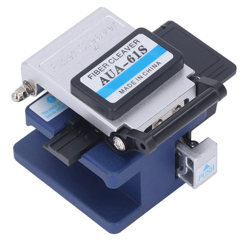 Fiber Cleaver FTTH Pro Grade Tool Kit With Precision Machined Optical Cable Cutter Stainless Steel And ABS Build Hot And Cold Splicing Ready Includes Waste Fiber Storage Box Durable Handy For Network Deployment, blue body with silver cover