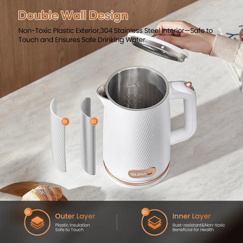 Fast Boil Electric Kettle 1500W 1.8L Stainless Steel Auto Shut Off Boil Dry Protection open on countertop