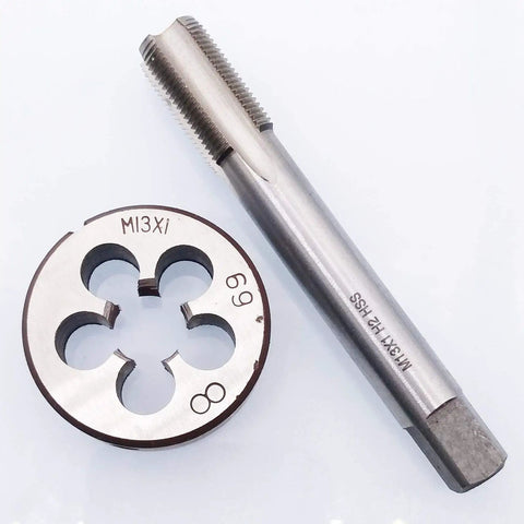 M13 X 1mm Tap And M13 X 1.0mm Die Set Right Hand Metric Threading High Speed Steel HSS Tap Length 87mm Die OD 38mm Die Height 10mm Precise Durable DIYers Friendly Tooling For Pros Includes 1 Tap And 1 Die
