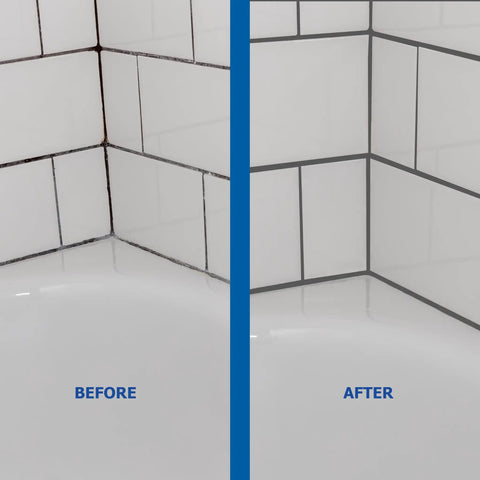 Before and after using Tile Grout Repair Kit Squeeze Tube Fast Drying Waterproof Grout Paint to Restore and Renew Tile Joints