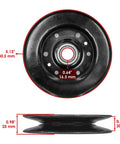 Heavy Duty 42 And 48 Inch Deck Drive Pulleys Fit John Deere X330 X350 X354 X370 Mowers with Tensioner Kit, showing dimensions.