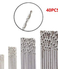 40 Piece HSS Mini Twist Drill Bit Set Straight Shank With Sizes 0.5mm 0.8mm 1.5mm 2.0mm For Electric Drill DIY Jewelry Making And PCB Projects
