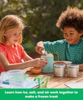 Children using Science Of Cooking Ice Cream Kit For Kids: DIY Hands On Kitchen Chemistry Project outdoors on a table.