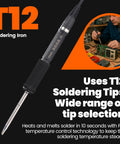 Close-up of soldering iron with T12 tip and man using Two In One Hot Air Soldering And Rework Station With T12 Tip System For Electronics