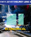 Welder using Clear Welding Lens Set For Miller Electric Helmets Impact And Spark Resistant Polycarbonate Shields 20 Piece Kit