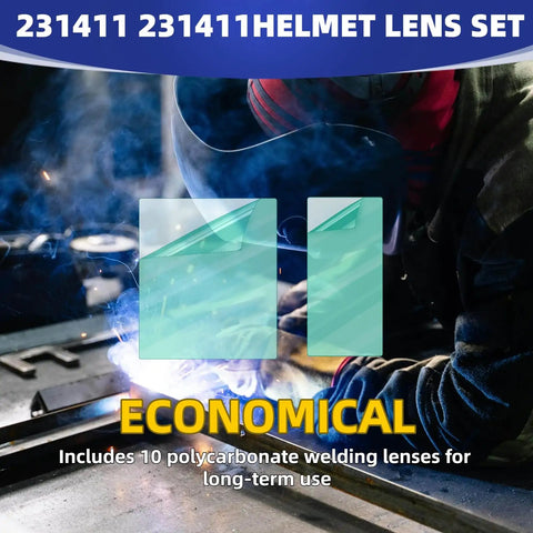 Welder using Clear Welding Lens Set For Miller Electric Helmets Impact And Spark Resistant Polycarbonate Shields 20 Piece Kit