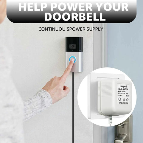 Extra Long 19.7 Ft Doorbell Transformer With 18V 500mA Power Supply connected to video doorbell