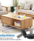 Heavy Duty Stainless Steel Adjustable Furniture Leveler Feet 1/4 20 Thread 10 Pack on a coffee table with decor.