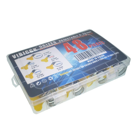 Stainless Steel Hose Clamp Assortment Kit, 48 Pieces, Adjustable 8-29mm Worm Gear Clamps For Plumbing, Automotive And Mechanical Projects