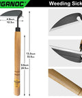 Wide Blade Garden Hoe With 9.6 Inch Wood Handle And 4.9 Inch Japanese High Carbon Steel Blade, Ultra Sharp Weeding Sickle