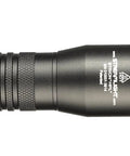 Strion HPL 615-Lumen Compact Rechargeable Flashlight With 120V AC/12V DC Charger And Holder, side view showing rugged design