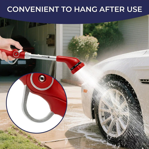 Beefy Yet Lightweight Garden Hose Wand With 16 Inch Zinc Alloy And Aluminum Build, 8 Spray Patterns With Thumb Control, red