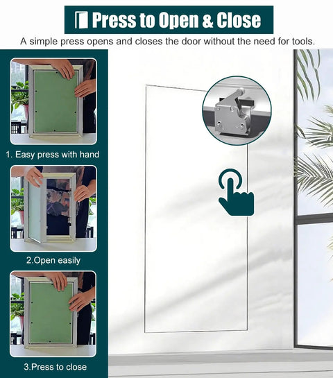 Press to open and close the Straight Up Reliable Concealed Access Door For Drywall And Metal 16 By 44 Inch with ease.