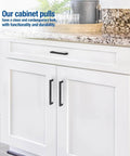 Installed Sleek Black Cabinet Pulls 5 Inch Square Drawer Handles 128mm Hole Centers 2 Pack for kitchen cabinets and closets