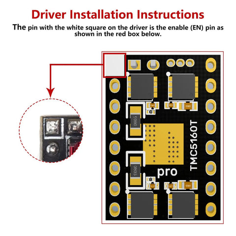 Ultra Quiet SPI Stepper Motor Driver TMC5160T V1.0 with heatsink showing installation instructions