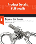 Heavy Duty Eye Bolts Set In 304 Stainless Steel M16 With Male Thread, lifting ring eye bolts with lock nuts and washers