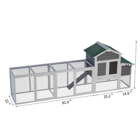 Spacious Wooden Chicken Coop And Rabbit Hutch For Outdoors With dimensions and waterproof roof