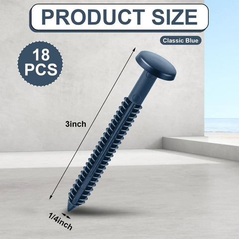 18 Pack 3 Inch Vinyl Shutter Fasteners Kit With Lok Pins Screws Pegs Shutter Spikes And Anchors For Window Panels Classic Blue