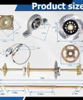 32 Inch Go Kart Axle Kit With Shaft And Hub Chain Brake Master Cylinder And Sprocket Replacement for Go Kart ATV, shown disassembled