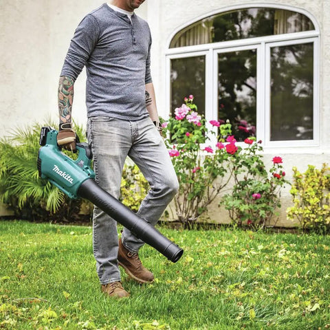 Renewed Brushless Cordless Leaf Blower Handles Your Yard Work Like A Champ With A Solid 459 Cfm And 116 Mph Blast, man using in yard.