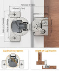 60 Pack 1/2 Inch Overlay Soft Close Concealed Hinges For Face Frame Kitchen Cabinets with detailed measurements and design.