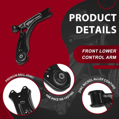 Get Your Ride Rocking Again With These Awesome Front Lower Control Arms Perfect For 2011 To 2018 Volkswagen Jetta Sedan And VW Models Ready To Fix Loose Steering. Black front lower control arm with ball joint for VW Jetta suspension
