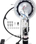 Direct Fit Drop In Fuel Pump Module Assembly For 2006 To 2010 Ford Crown Victoria Lincoln Town Car Mercury Grand Marquis V8 4.6L Gas Flex Replacement In Tank Fuel Sending Unit SP2130H 6W1Z9H307A HP10137 P76290S, front view with installation parts.