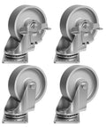 4 Inch Heavy Duty Cast Iron Caster Wheels Set Of 4 With 1600 Lb Load Capacity for cart industrial swivel and braked casters