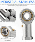 Heavy Duty PHSB4 Rod End Bearing One Quarter Inch Bore One Quarter Twenty Eight Right Hand Thread Chrome Plated Steel Build Rock Solid For Steering And Suspension Built To Take A Beating With Jam Nuts Included, detailed view of zinc-plated rod end with hardened bearing.