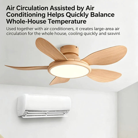 YPDJVLTI Ceiling Fans Lights 42-52Inch LED Ceiling Lamp with wooden blades and integrated light, enhancing air circulation with AC.