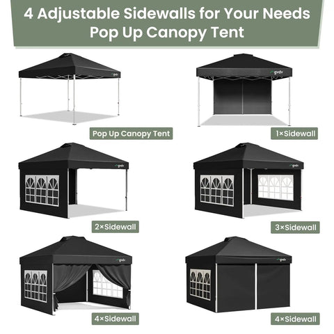 10x10 Pop Up Canopy Tent With Four Sidewalls One Push Setup Quick Shade For Events Parties Camping And Beach Days Black