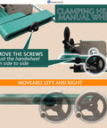 Close-up of Pro Grade Mortise And Tenon Jig for Table Saw with clamping head manual wheel and adjustment instructions