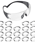 Legit Heavy Duty Safety Glasses Featuring Self Adjusting Flex Temples And Shatter Proof Clear Lenses crafted for high cheekbones, showing multiple angles.