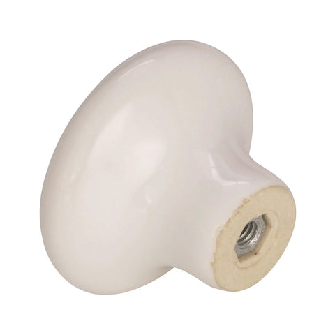Crisp White Ceramic Round Cabinet Knob Delivers Old School Charm To Kitchens And Furniture With A Slick Heritage Finish, 1-1/2 inch size.