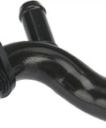Straight Up Heavy Duty Coolant Pipe Upgrades Crack Prone Plastic To Rock Solid Aircraft Aluminum Replaces Water Pump Line For Transmission Cooler Direct Drop In Fit Black Finish, close-up of black aluminum pipe.