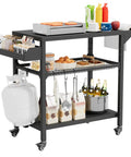 All Weather Outdoor Grill Table On Wheels For Patio Garden And Camping Heavy Duty Movable BBQ Prep Cart with shelves and propane tank