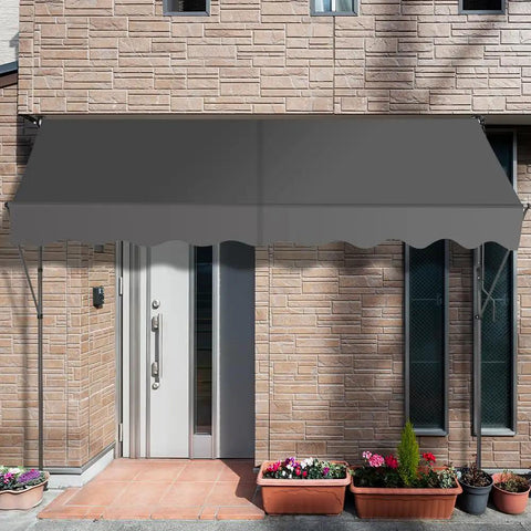 Manual Retractable Patio Awning 118-Inch Adjustable Sun Shade Shelter For Doors Windows Backyard Garden And Balcony With UV Protection
