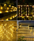 66 Feet Of 200 LED Solar Rope Lights With 8 Modes No Fuss Waterproof Outdoor String Lights In Clear Tube For Garden Patio Deck Backyard Porch Pool Tree Decor Warm White Auto On Off