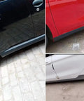 Premium Solid Rubber Car Skirt Guard Strip For Tesla Cybertruck on black, red, and white cars, protecting lower panels from damage.
