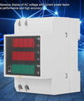 Top Shelf Digital Current And Voltage Meter Featuring Bright LED Displays For Industrial Control Systems with AC voltage readouts.