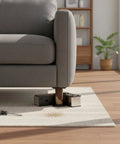 Easy Install L Shaped Furniture Leg Replacement With Stainless Steel Support next to sofa showing repair process