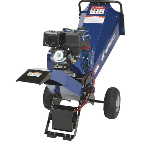 Rotor Wood Chipper With 420cc Ducar OHV Engine and Electric Start, 3600 Max RPM, 4 Inch Chipping Capacity shown in blue color