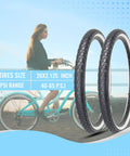 26 Inch Cruiser Bike Tire Replacement Set With Two Tubes And Levers, White Sidewall Folding Tires 26x2.125 Inches displayed