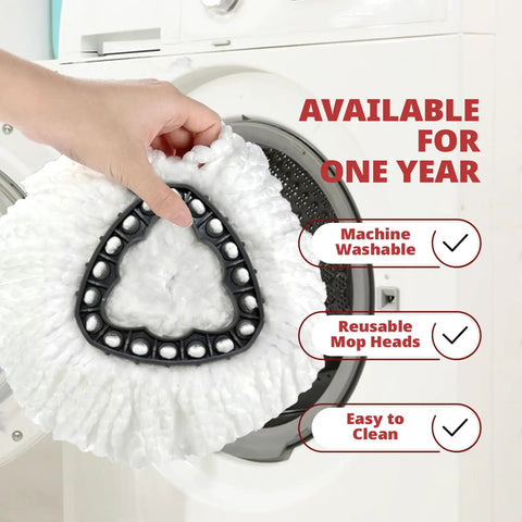 Replacement Mop Heads 3 Pack For EasyWring 1 Tank System, Premium Microfiber Mop Heads That Absorb Like Crazy, Fluff Before First Use For Maximum Absorbency, Water Only Cleaning, Durable Refills For Home Floor Care. Machine-washable microfiber mop head in washer
