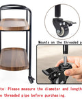 Heavy Duty 2 Inch Swivel Casters With Dual Locking Polyurethane mounted on a cart with wooden shelves for easy mobility.