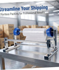 Manual Stretch Film Dispenser Wrapping Machine With Metal Plastic Frame Keepin It Simple Lightweight Hand Operated Unwinding Film Holder For Moving Relocation And Regular Wrapping Supplies on table